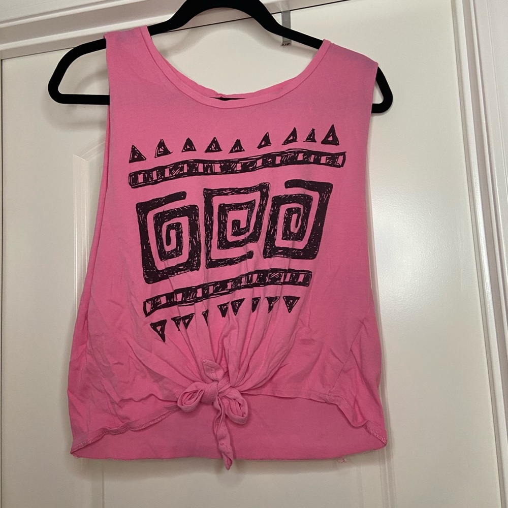 Pink Front tie muscle Tee